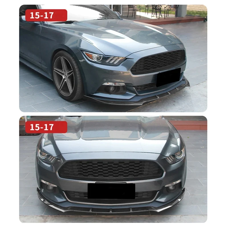 For Ford For Mustang 2015 2016 2017 Car Front Bumper Splitter Lip Diffuser Protector Body Kit Front Spoiler Cover Carbon Fiber