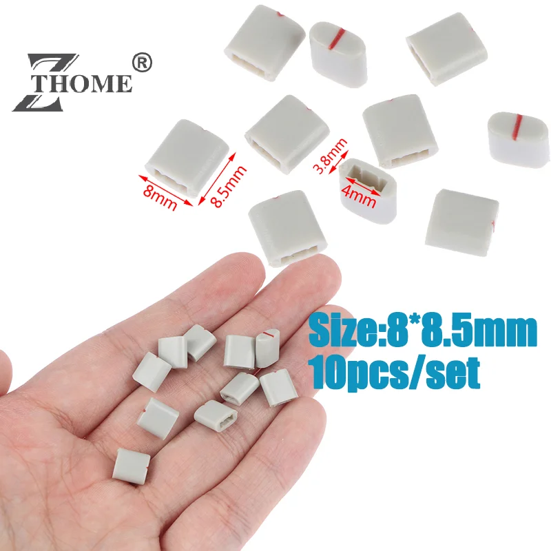 10pcs Equalizer Potentiometer Fader Cap / Hole 4MM Gray Red / Plastic Handle Straight Potentiometer Fader Knob Cap