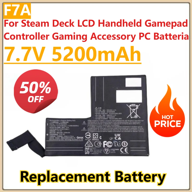 

New F7A Battery 7.7V 5200mAh For Steam Deck LCD Handheld Gamepad Controller Gaming Accessory PC Batteria
