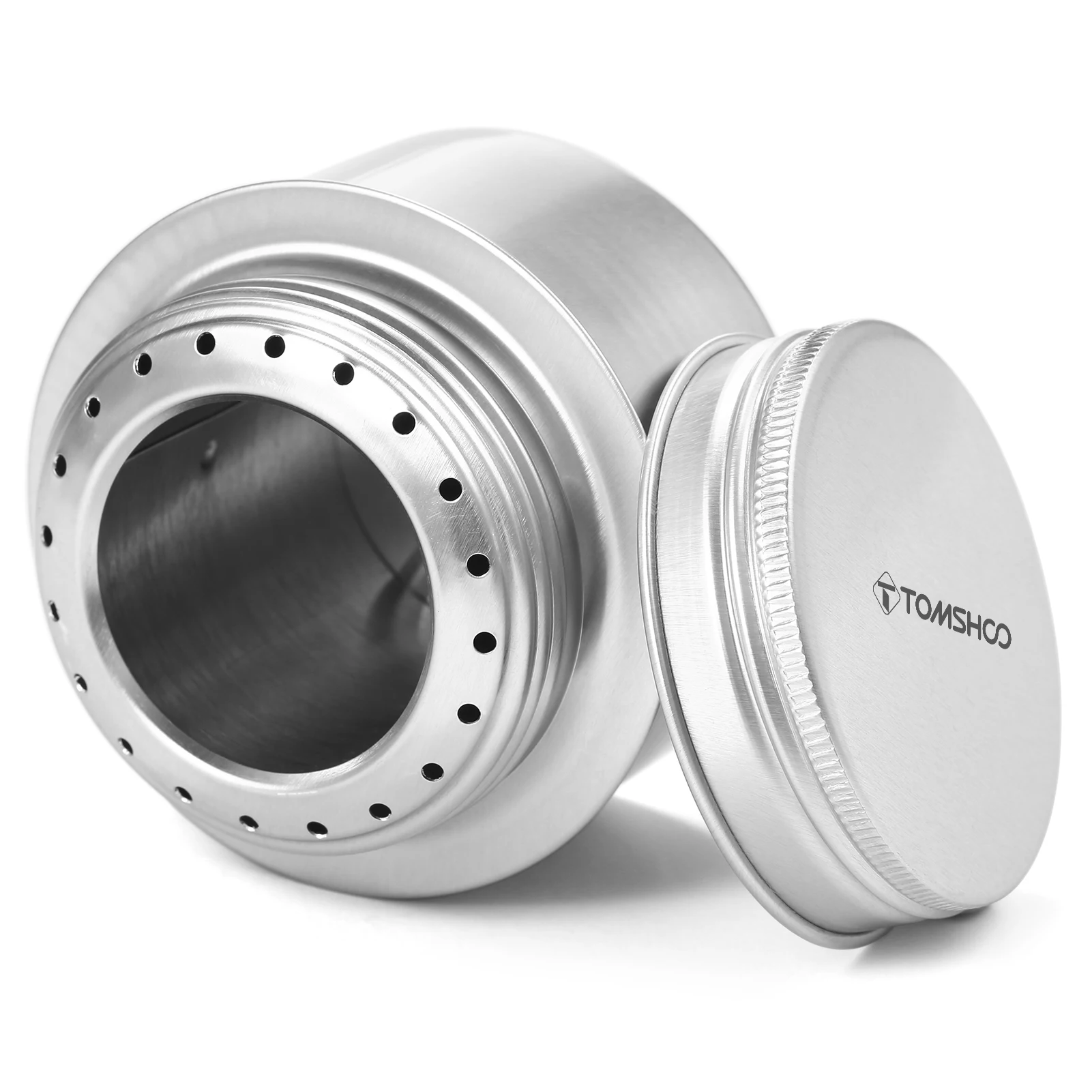 TOMSHOO Tragbarer Mini-Alkoholkocher aus Aluminiumlegierung mit Deckel, Outdoor, Camping, Wandern, Rucksackreisen, Kochherd, Alkoholkocher – Detail 4