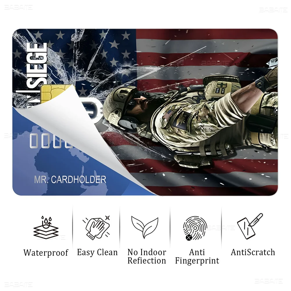 R-Rainbow Game Six S-Siege Anime Funny Shell On Off Ultra Thin No Fade Sticker Skin Cover Film For Debit Credit Card