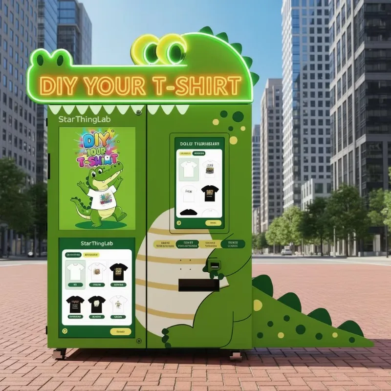 Clothing Printing Vending with Mobile Upload Function DIY T-Shirt Printing Vending Machine for Shopping Mall Business Customized