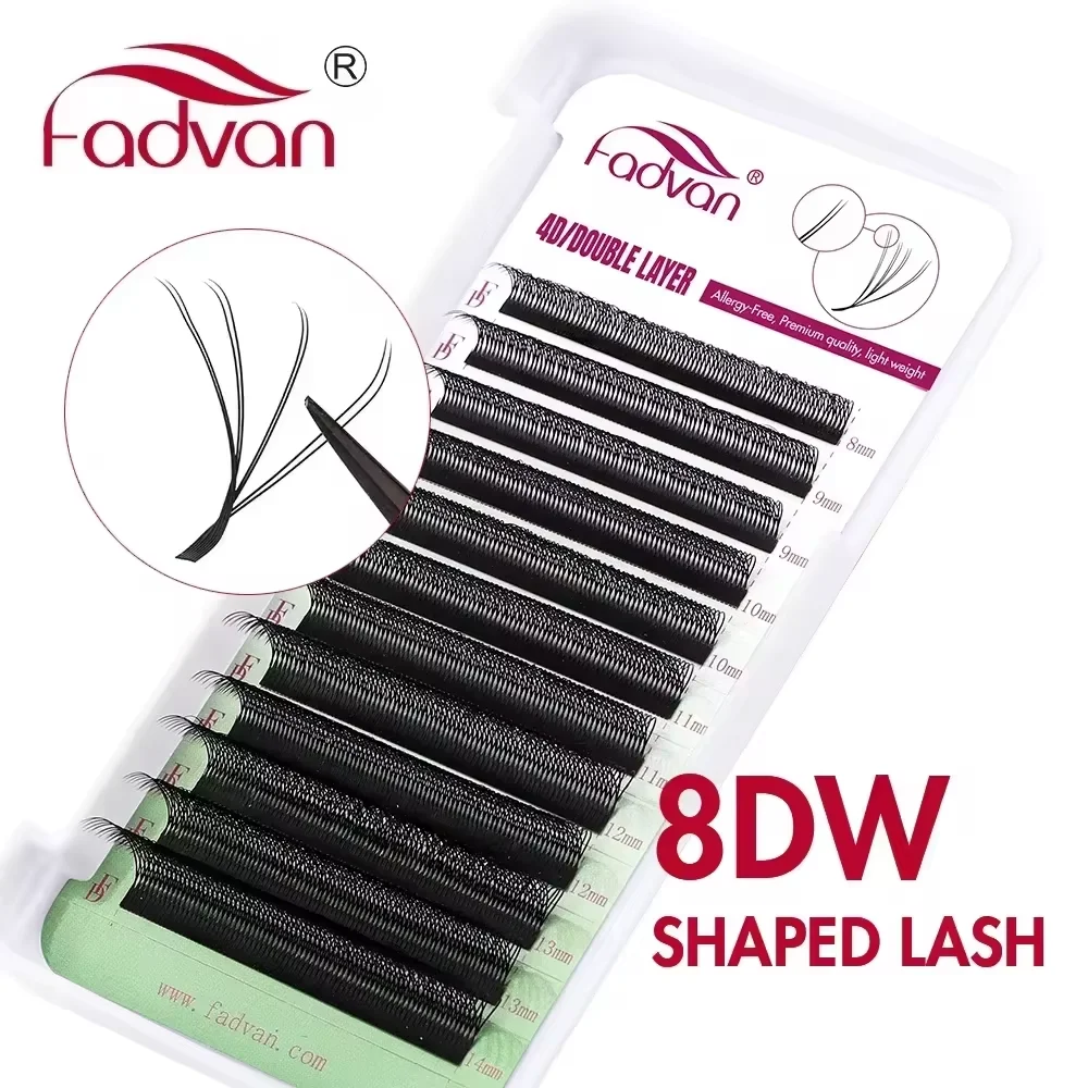 Fadvan 8D W Shape Lashes Extension Two Tips 4D Premade Fan Eyelash Faux Mink Makeup Supplies