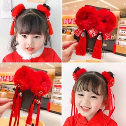 2 Pcs/Set Children Cute Chinese New Year Elastic Hair Bands Girls Lovely Soft Scrunchies Rubber Bands Kids Hair Accessories