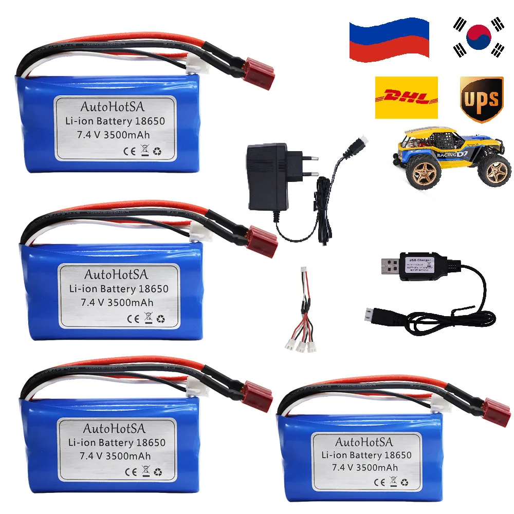 Upgrade 18650 7.4V 3500mah Battery for Wltoys 144001 A959-B A969-B A979-B K929-B 12428 12423 10428 Q39 RC Car Spare Parts 7.4 V