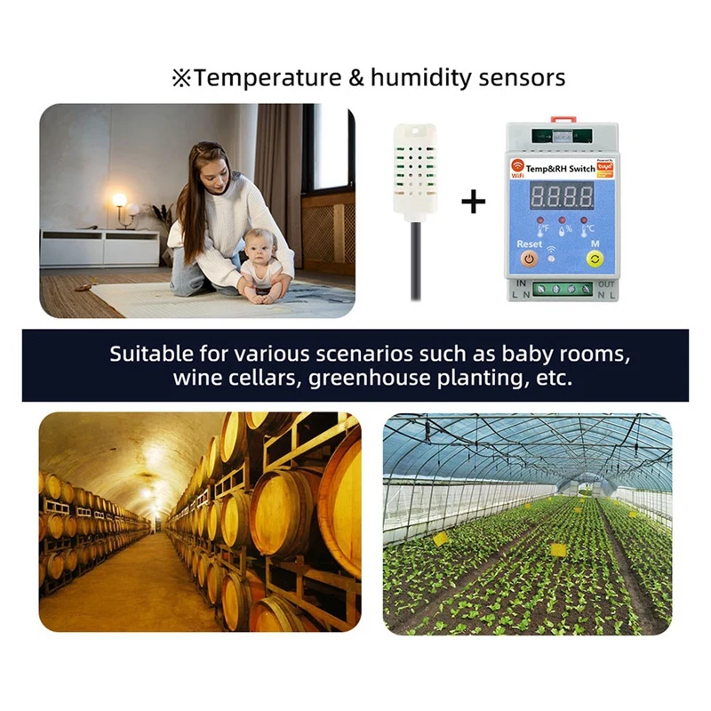 20A Tuya Wifi Temperature Humidity Switch Timer Temp/Humidity Control Switch APP Control For Greenhouse Home Monitoring