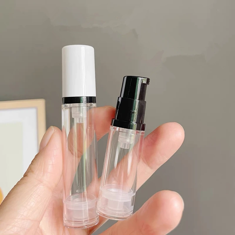 50Pcs 5ml 10ml 15ml Clear Airless Cosmetic Cream Pump Bottle Travel Size Dispenser Makeup Container for Cream Gel Lotion