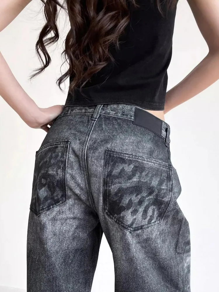 Vintage New Women Casual Washed Denim Pants Boyfriend Style Long Jeans Spring Autumn Female Low Cut Straight Pants Streetwear