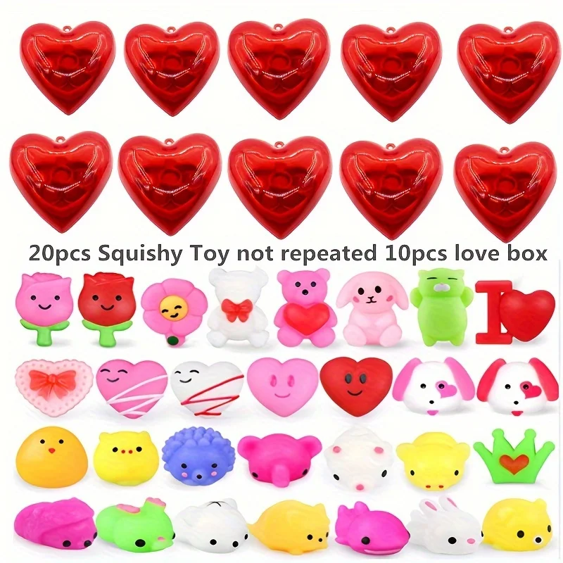 Valentines Day Gift Mochi Squishies Toys Filled Hearts for Valentine Classroom Exchange Party Favor Classroom Prizes