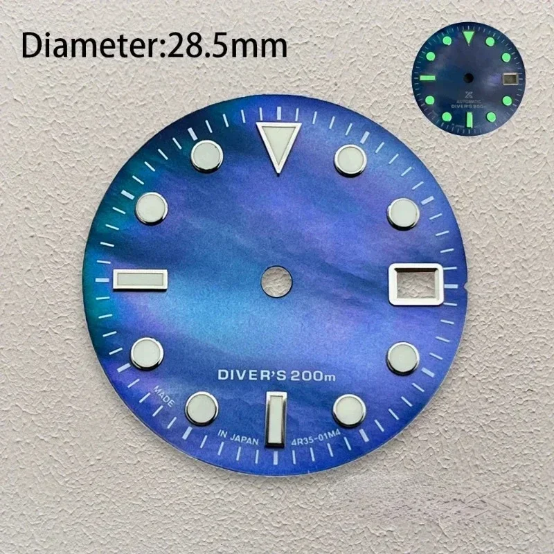 Quadrante da 29 mm quadrante a conchiglia adatto per movimento NH35 NH36 accessori per la modifica dell'orologio logo personalizzato luminoso verde NUOVO fai da te