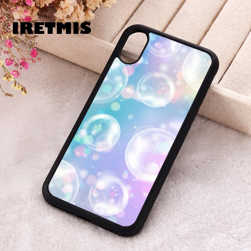 Iretmis 5 5S SE 2020 Phone Cover Case for iPhone 6 6S 7 8 Plus X Xs XR 11 12 13 MINI 14 Pro Max Silicone Pretty Pastel Bubbles