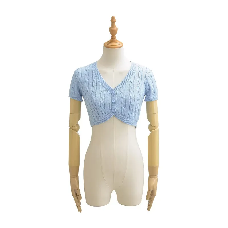Vintage Overlapping Fried Dough Twists Knitting Small Waistband Cardigan New Coat in Spring 2026 Short Women
