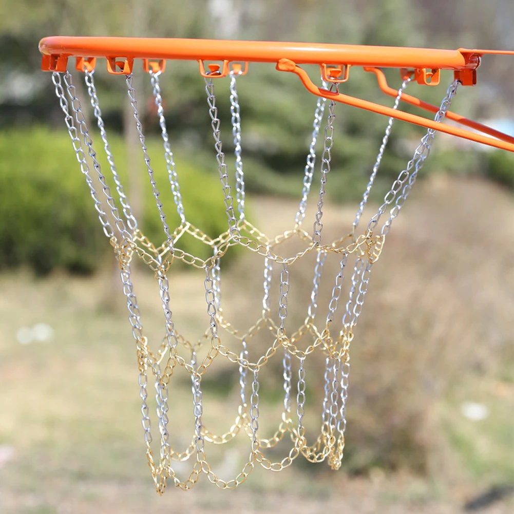 Basketball Net Rustproof Galvanized Iron Chain Net Metal Chain Basketball Net Fits Standard Indoor Or Outdoor Rims