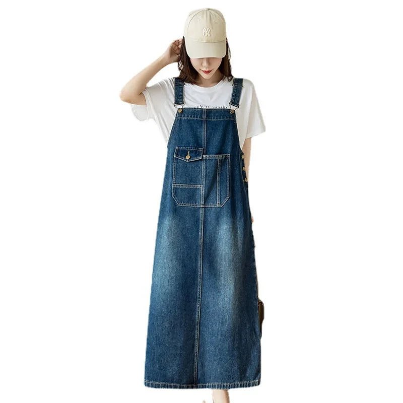 Frauen Jeans kleider Frühling Sommer lose lässige Jeans Hosenträger Riemen Kleid große Größe vielseitige mittellange weibliche Vestido