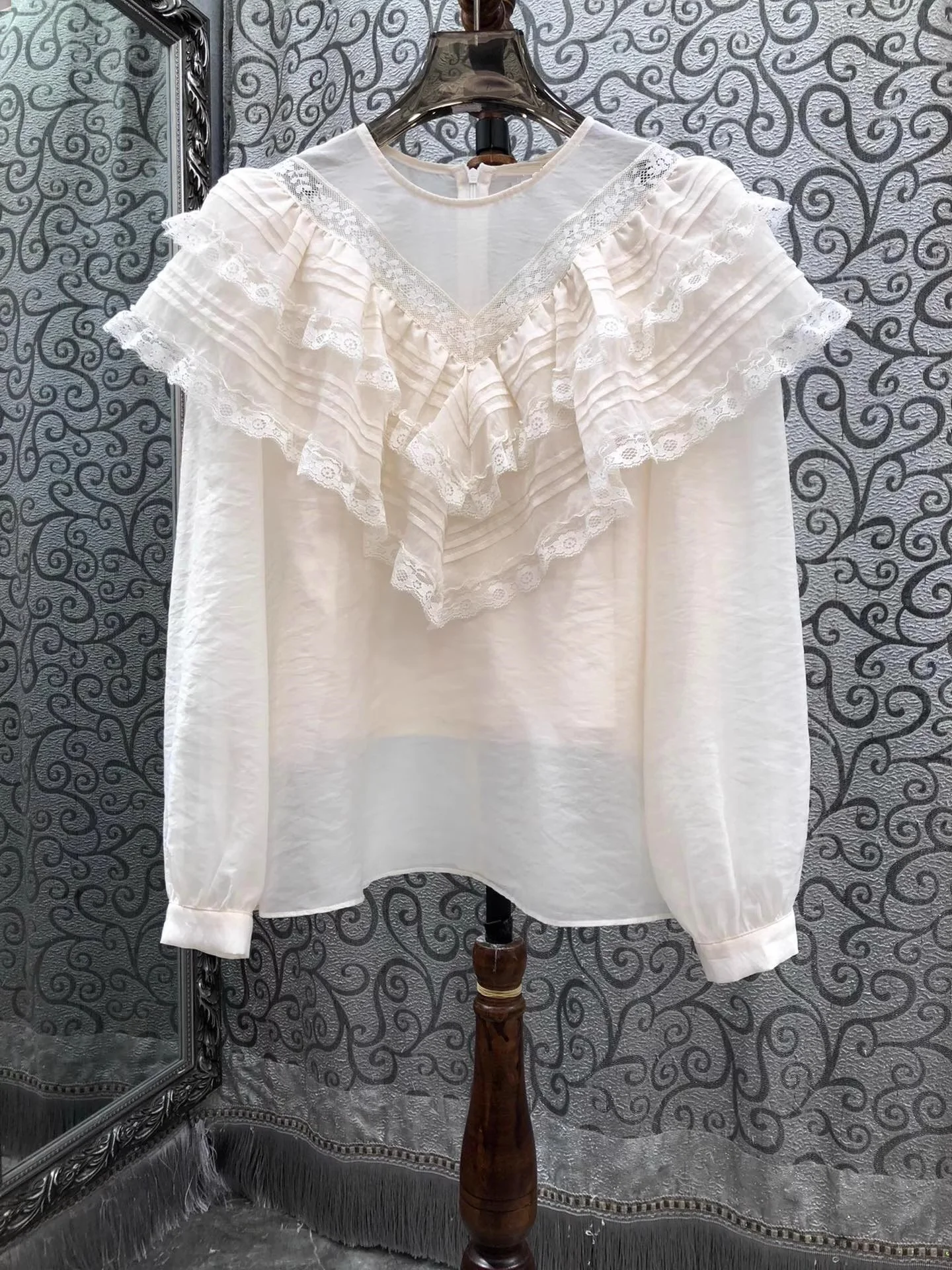 

100%Cotton Jackets 2026 Spring Fashion Coat Women Vintage Prints Pocket patchwork Long Sleeve Casual Loose Coat Outerwear