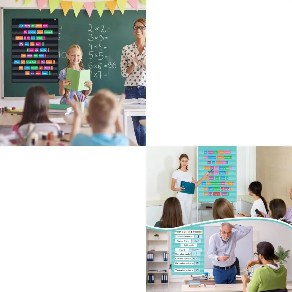  Clear 10 Pocket Charts Standard Pocket Charts for Teacher Lessons in Classroom
