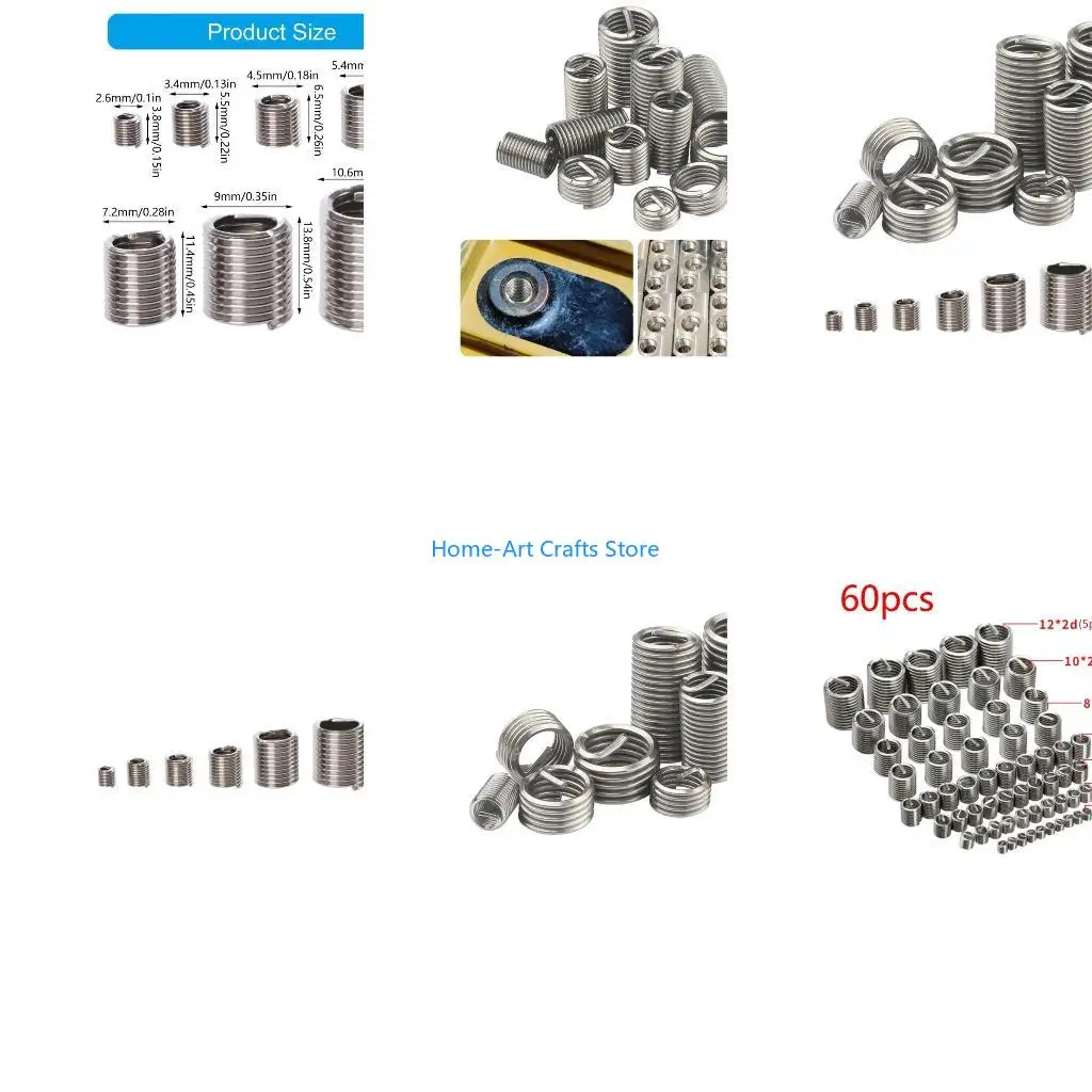 Y3NA Pack Of 60 Metric Coarse Thread Inserts Machinery Maintenance Helicoils Designed for Versatile Component  Restoration