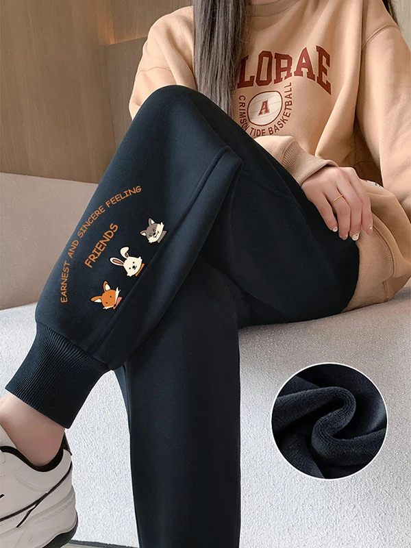 

Спортивные брюки больших размеров на подкладке, женские осенне-зимние повседневные теплые ветрозащитные брюки Харлан, брюки с высокой талией