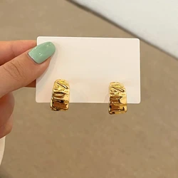 Fashion Jewelry 925 Silver Needle Metallic Geometric Earrings Hot Sale Pretty Design Gold Color Metal Drop Earring For Girl Gift