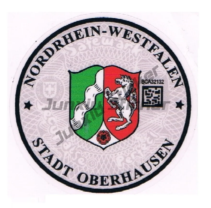 

STICKER BADGE NORDRHEIN-WESTFALEN STADT OBERHAUSEN NUMBER PLATE SEAL