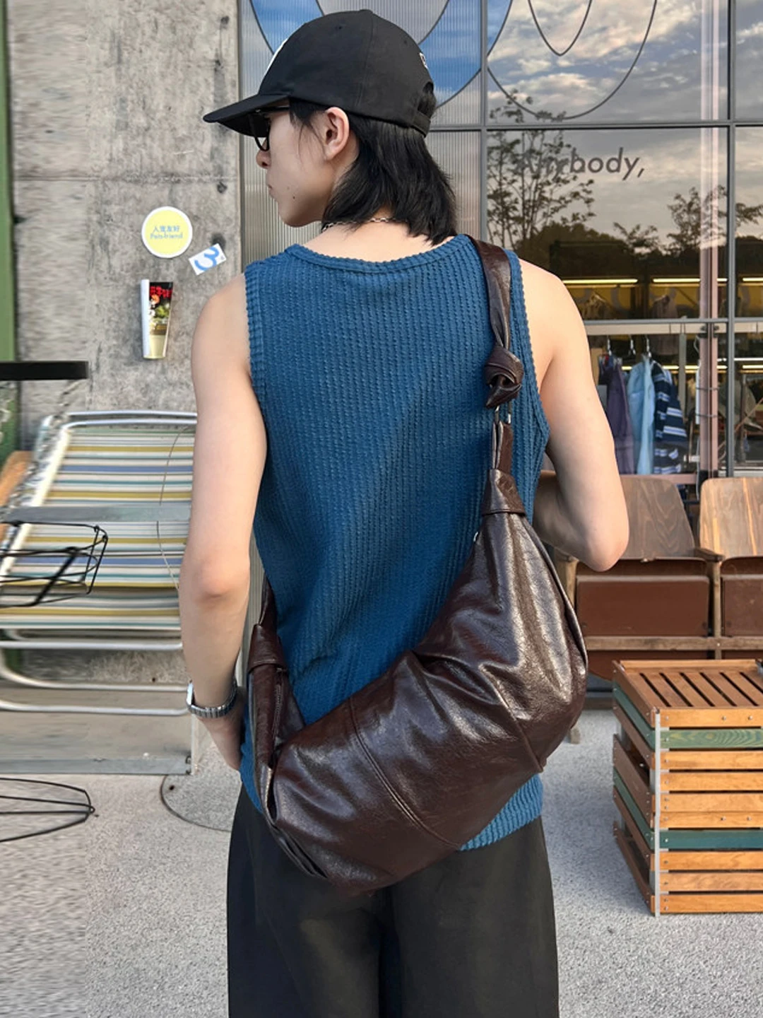 Casual Dumpling Bag NIN Design Personalized Crescent Loose Feeling Hobo Retro Single Shoulder Slant Cross for Men And Women