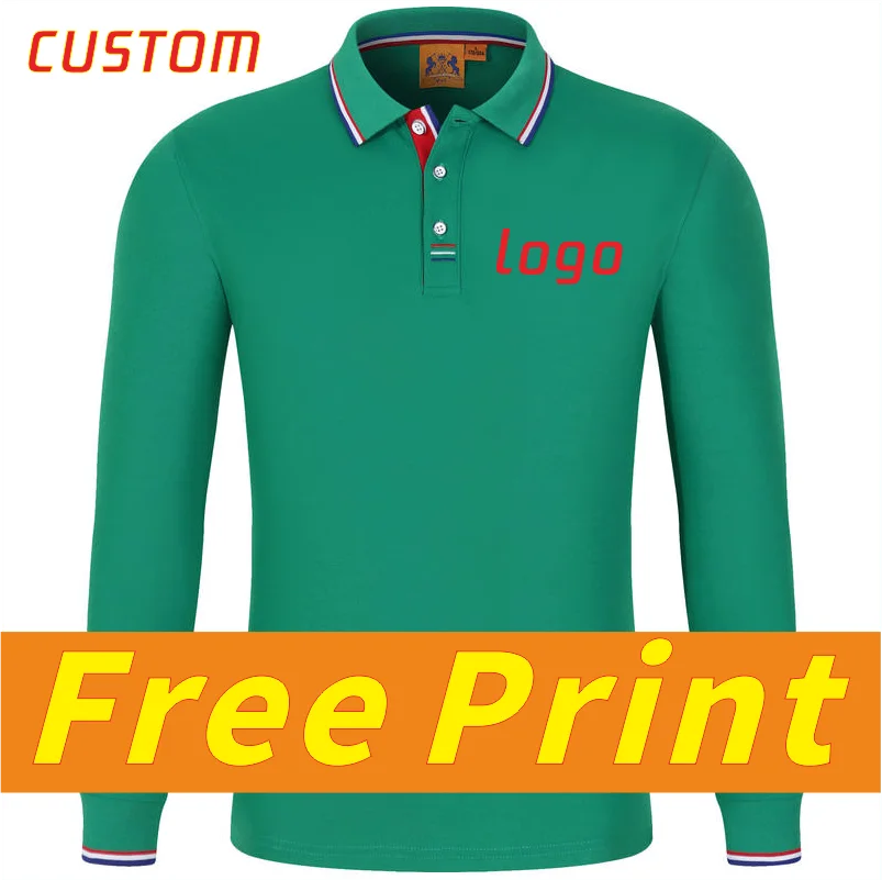 Autumn Long sleeved POLO Shirt Customized Polo Collar Long sleeved T-shirt Printed Logo Pattern Personalized Design Workwear Emb