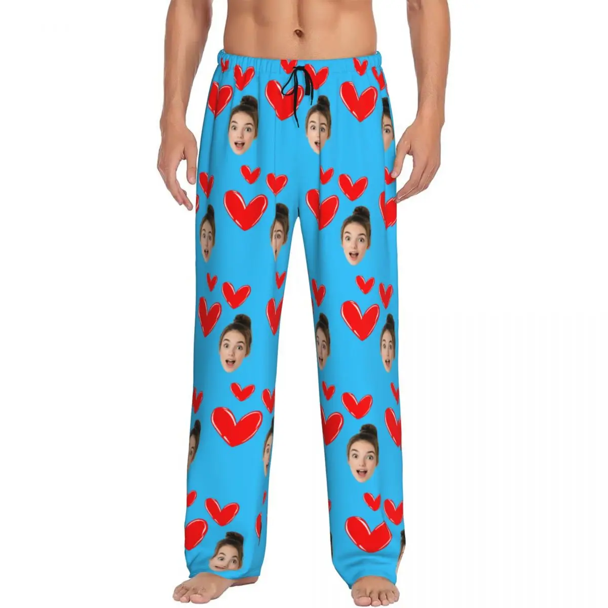 

Custom Personalized Head Face Photo Pajama Pants Men Best Gift For Him Lounge Sleep Stretch Sleepwear Bottoms with Pockets