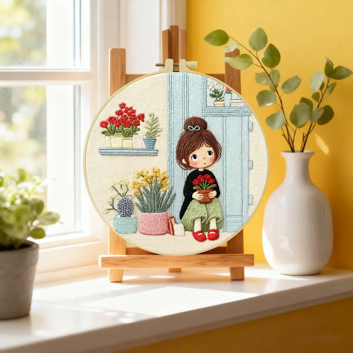 1 Stück 20X20CM/15X15CM 7,87/6,3 Zoll Mädchen-Stickerei-Starter-Kit DIY-Kit DIY-Stickerei-Set Handarbeiten Malerei – Detail 2