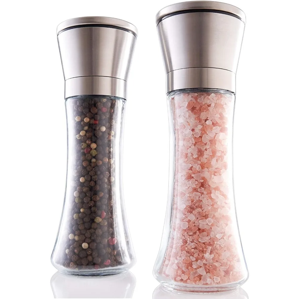 

C2 Adjustable Coarse Fine Pepper Grinder Stainless Steel Salt Grinder Set +Stand Manual Grinder Seasoning Bottle Kitchen Tool
