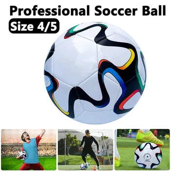 Professional Soccer Ball Size 4/5 Wear Resistant Machine-Stitched Football PU Sports Football Non Slip for Indoor Outdoor Play