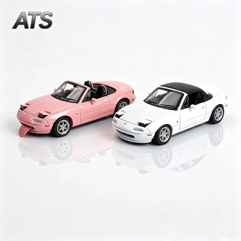 Ats 1:64 Mazda MX5 convertible open top sports car flip lamp version alloy car model adult collectibles, boys' toys.