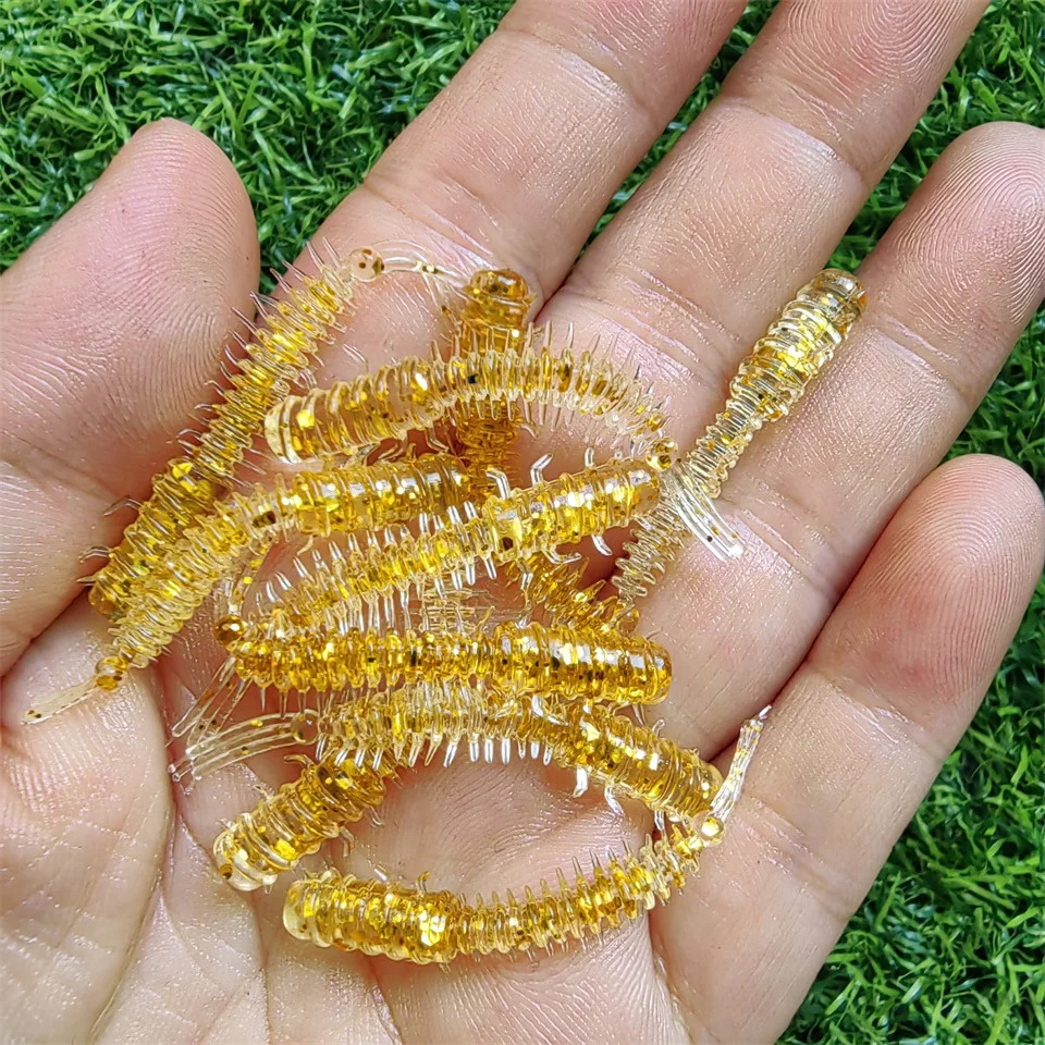50pcs/box Worm Silicone Bait 45mm 0.45g Rubber Swimbait Straight Tail Wobbler Soft Fishing Lures Kit With Portable Bottle image 5