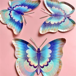Happy Birthday Colorful DIY Butterfly Tableware Paper Plates Cups Wedding Party Decoration Supply