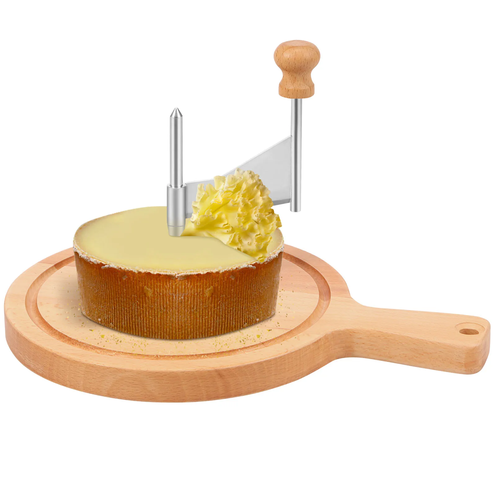

Cheese Curler Rotary Cheese Shaver with Handle Stainless Steel Blade Practical Cheese Slicer Multipurpose Cheese Wheel Cutter