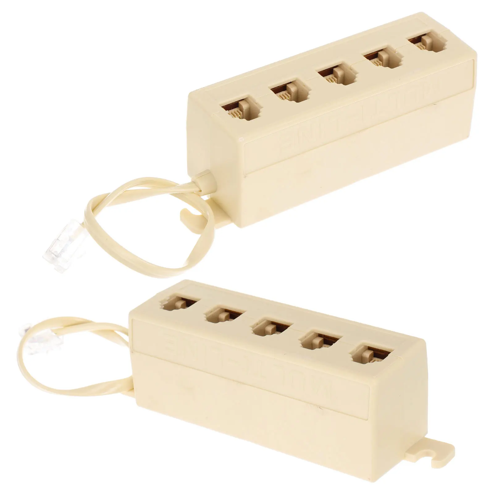 

2Pcs 5-Way Telephone Splitter Adapter Easy Use Compact Landline 6p4c Jack Box Connector for Multiple Phones Telephone Part