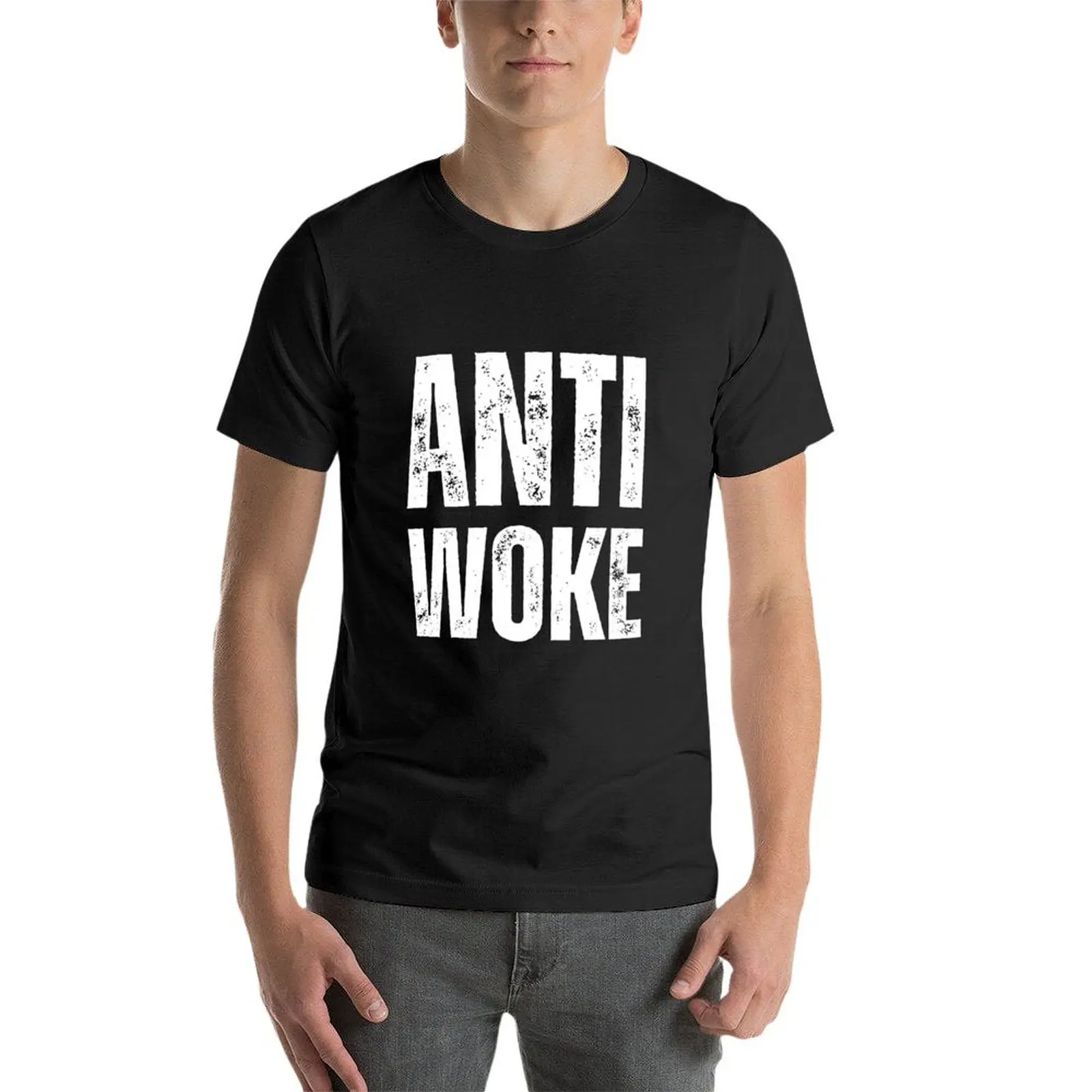 Anti Woke T-Shirt customizeds cute clothes Blouse mens cotton t shirts