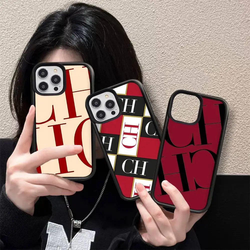 Funda Protectora para Teléfono Fashion C-Carolina Fashion H-Herrera PC+TPU para iPhone 17 16 Pro Max 15 Plus 14 13 12 11