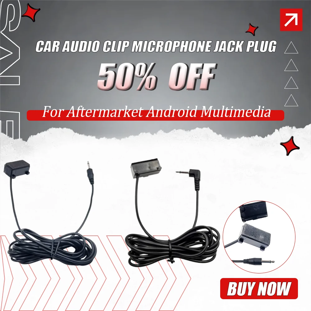 3.5mm Car Audio Clip Microphone Jack Plug Wired External Mini Mic Overhead Console for Aftermarket Android Multimedia
