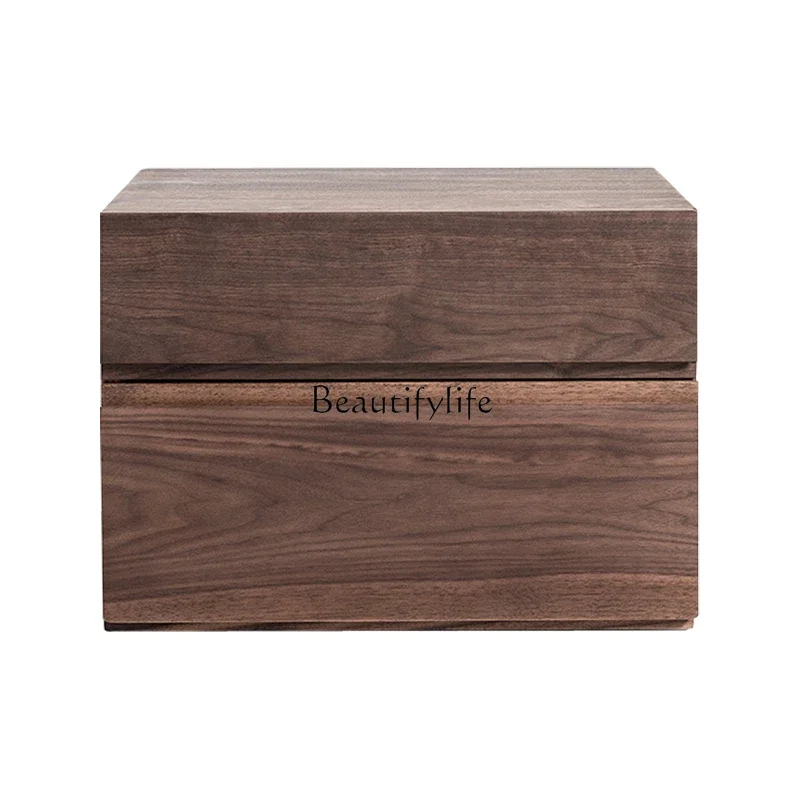 

LD33Nordic Log Modern Minimalist Cherry Black Walnut Solid Wood Bedside Cabinet