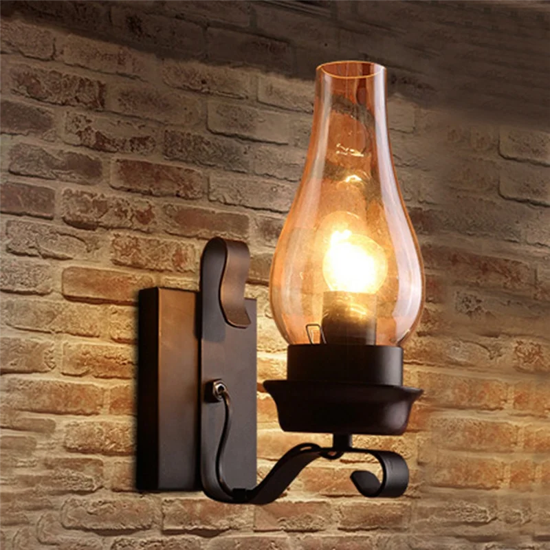 Vintage Industrial Retro Wall Light Rustic Pulley Indoor Sconce Lamp Fixture for Bedroom Balcony Corridor Aisle Lights