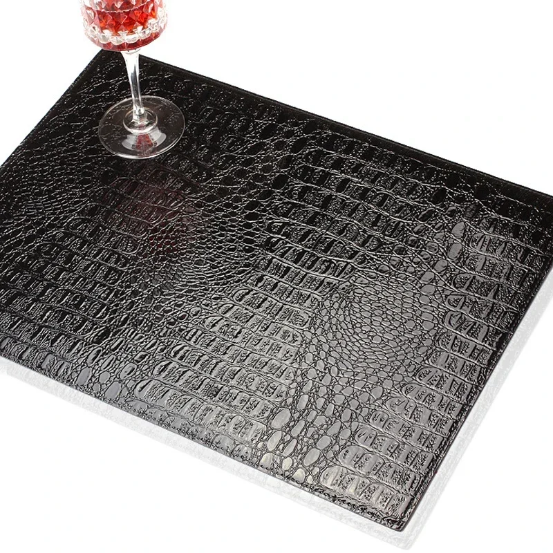 

1Pc European PU Placemat Leather Crocodile Pattern Table Mat Insulation Pad Coffee Western Wine Decor Tableware Kitchen Tool