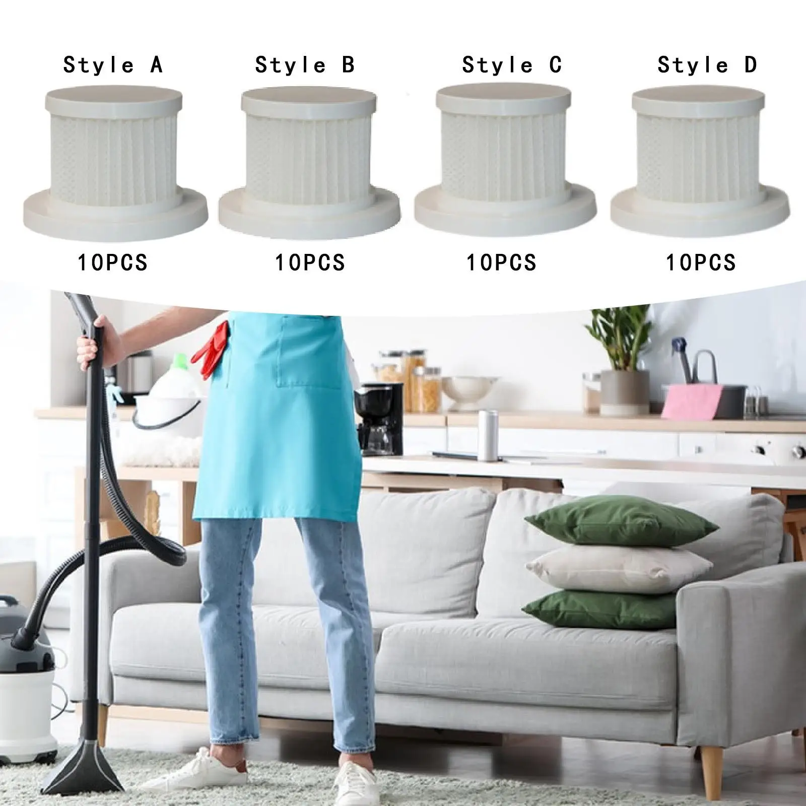 10Pcs Replacement Filters for Vacuum Mite Remover HEPA Filters Handheld Bed