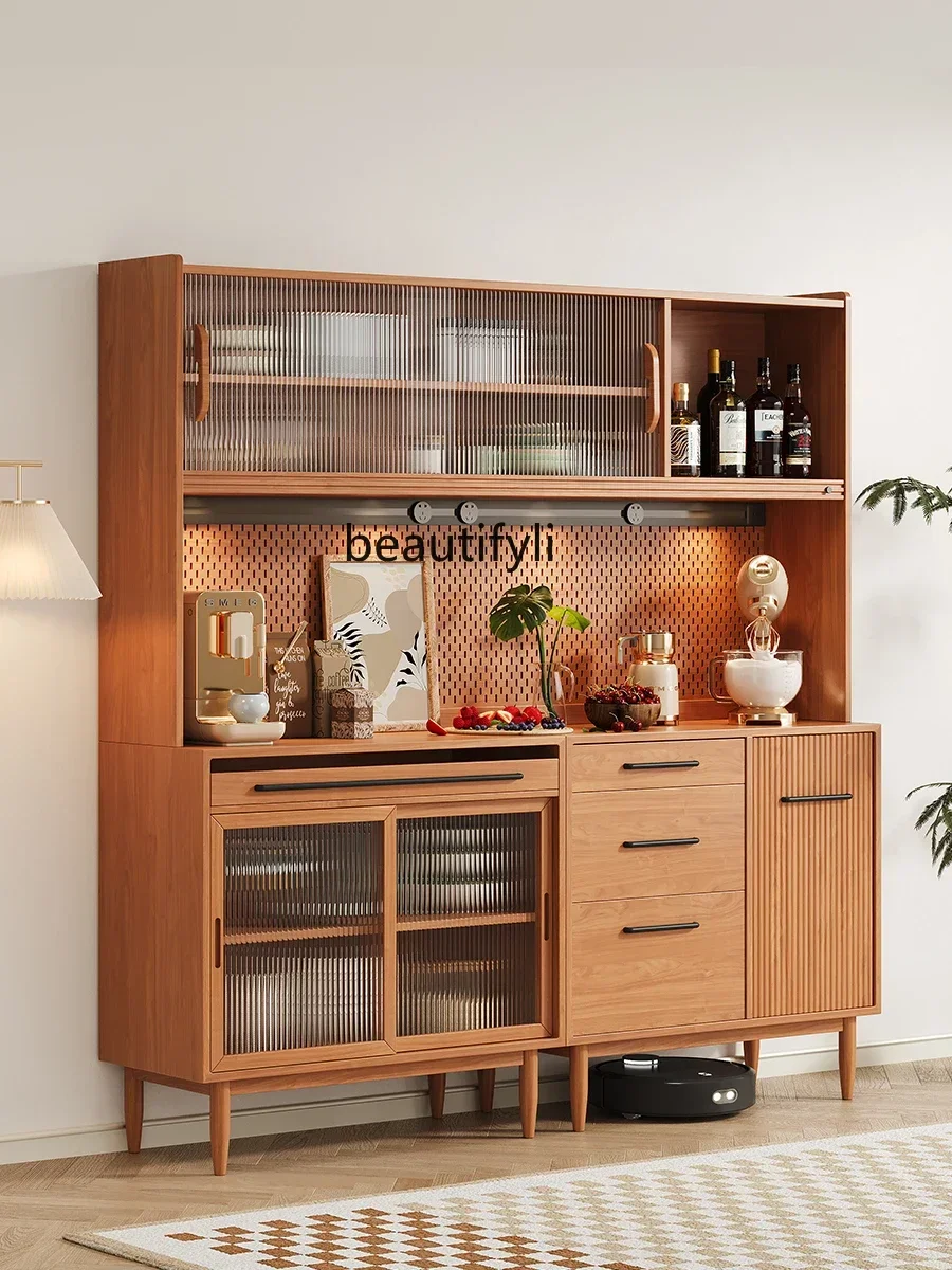 

yj9 Nordic solid wood dining side cabinet pine hole board, track Japanese locker, against the wall, locker
