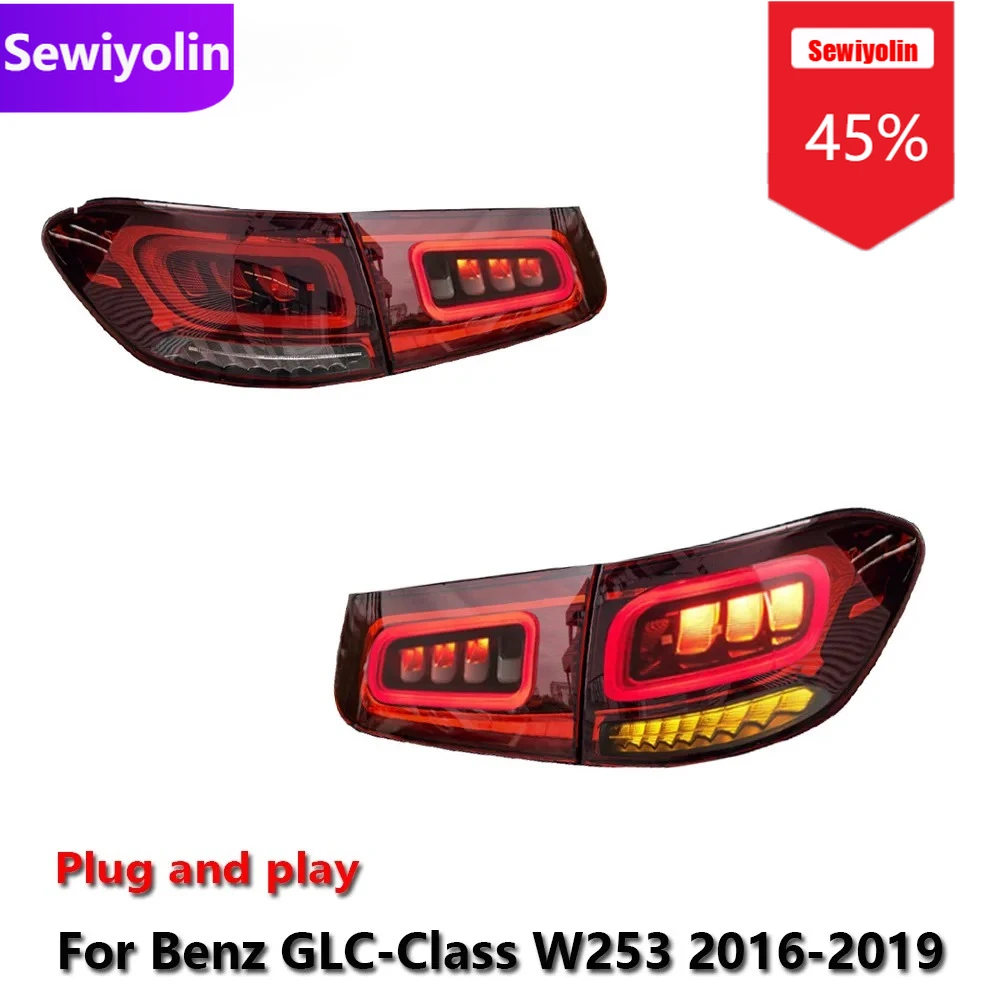 

Sewiyolin Car DRL LED Tail Light Assemblies For Benz GLC‑Class W253 2016-2019 Auto Fog DRL Brake Turn Signal Lamp Plug And Play