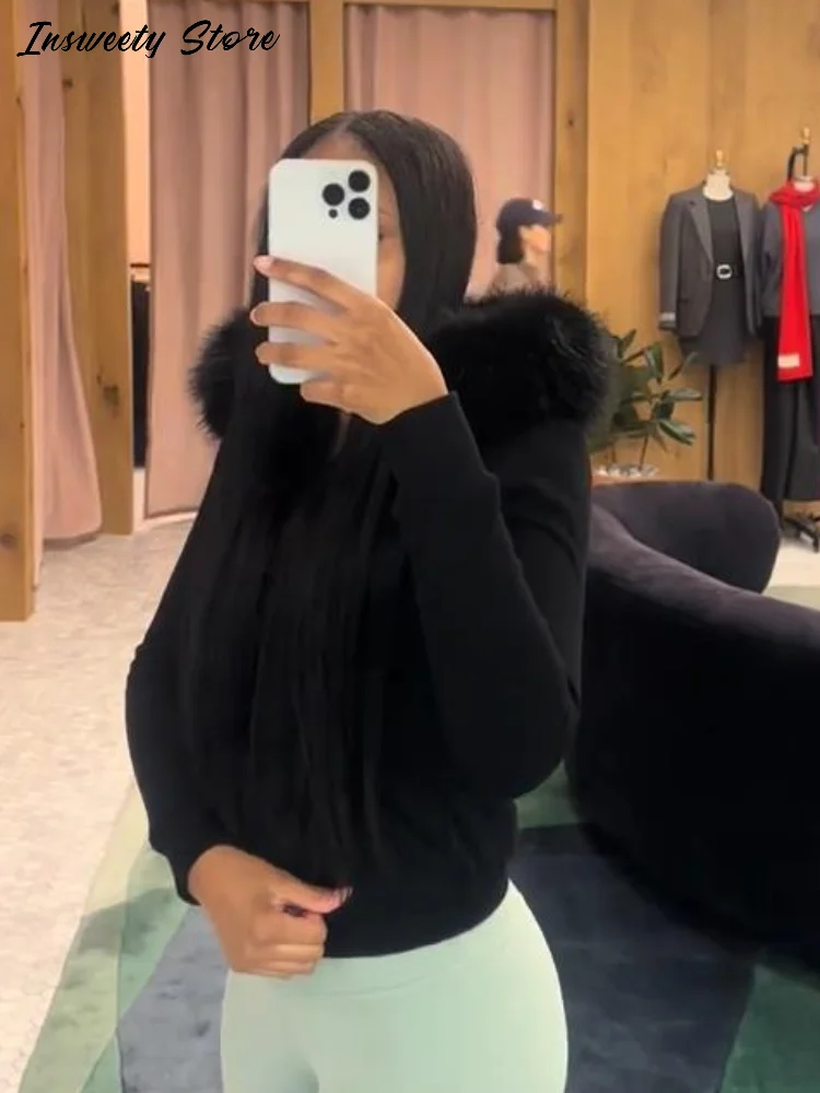 موضة فو الفراء تقليم هوديي المرأة سحابات طويلة شيربا اصطف المعاطف الدافئة 2025 الخريف الشتاء سيدة مريحة ملابس خارجية فضفاضة