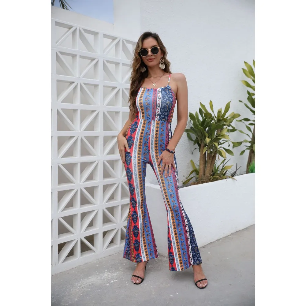 Sexy Strapless Jumpsuit Summer Spring Overall Playsuit Bodysuit Digital Print Solid Color Bodycon Romper