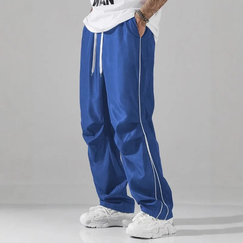 

Spring Summer American Street Retro Men Loose Straight Casual Pants