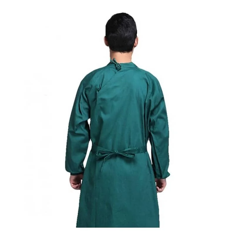 Sterilizable Medical Apparel:Surgical Gown/Thickened Cotton OR Scrubs/Dark Green Drill Reversible Gown/Nightingale IsolationGown view 3