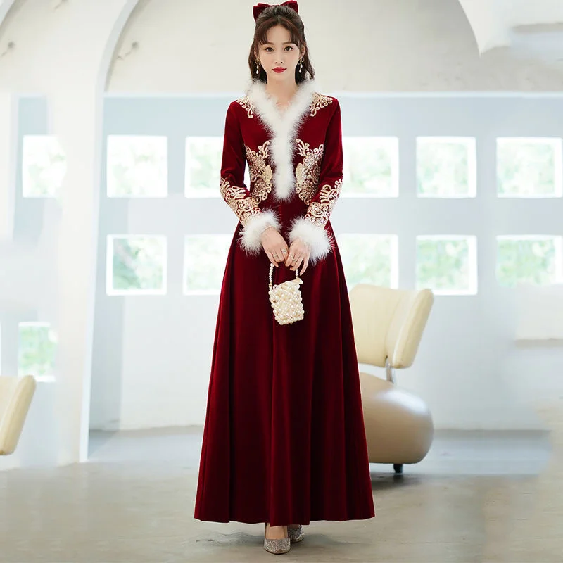 Women Mid-Length High-end Slim Evening Dress 2022 New Noble Banquet Temperament New Year's Black Dress Ladies Autumn And Winter