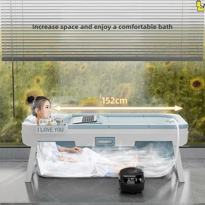 

Foldable Modern Household Bathtub, Adult Full Body Sweat Wicking Steam Bathtub, Children's Bathtub, Adult Portable Bathtub